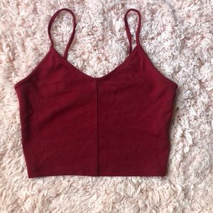 Simple Red Cropped Spaghetti Strap